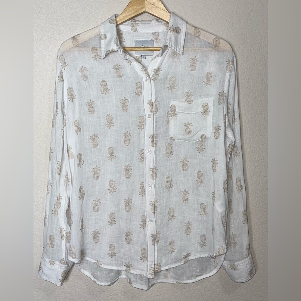 RAILS Charli Gold Pineapple Print Button-Down Shirt Size XS - Picture 4 of 12